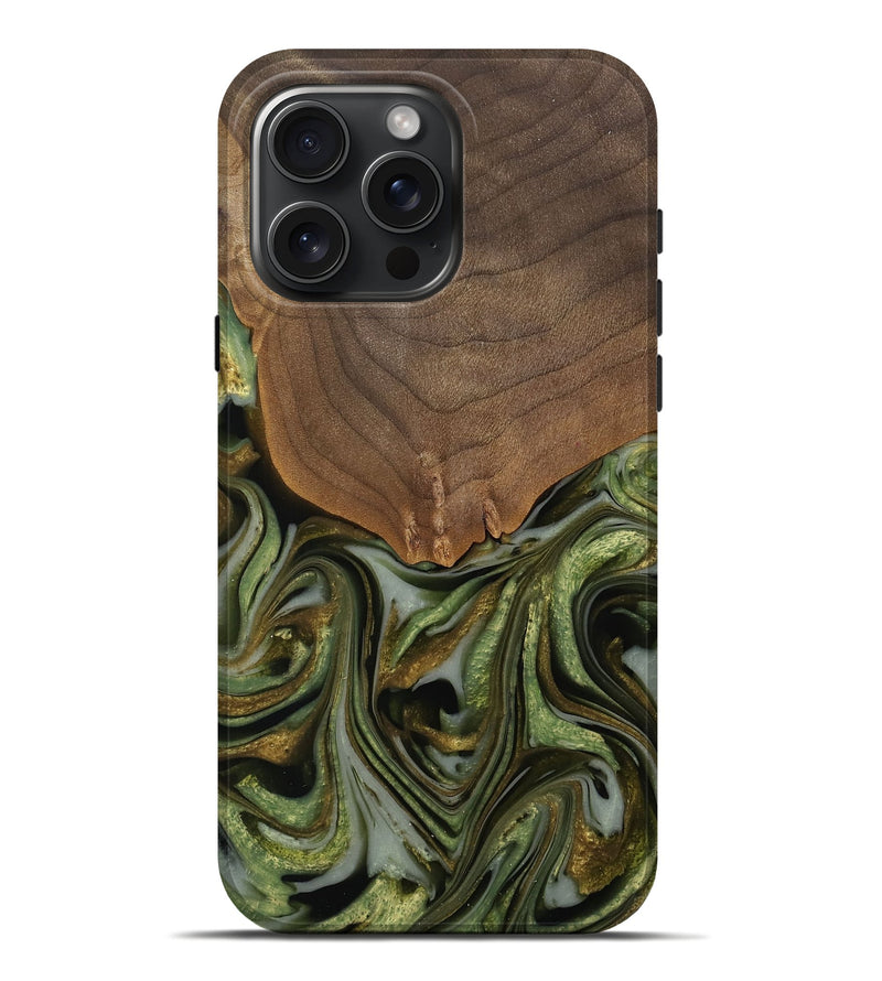 iPhone 16 Pro Max Wood Live Edge Phone Case - Caralie (Green, 742573)