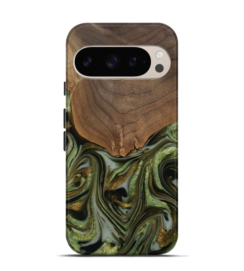 Pixel 9 Wood Live Edge Phone Case - Caralie (Green, 742573)