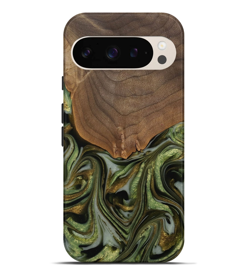 Pixel 9 Pro XL Wood Live Edge Phone Case - Caralie (Green, 742573)