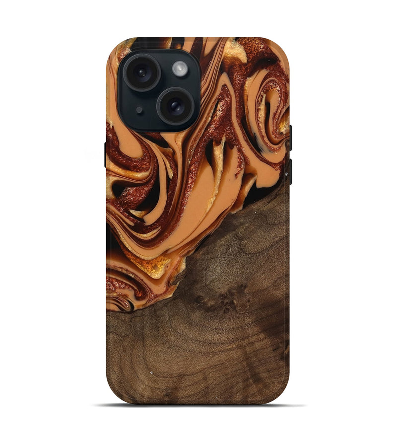 iPhone 15 Wood Live Edge Phone Case - Ludie (Red, 742580)