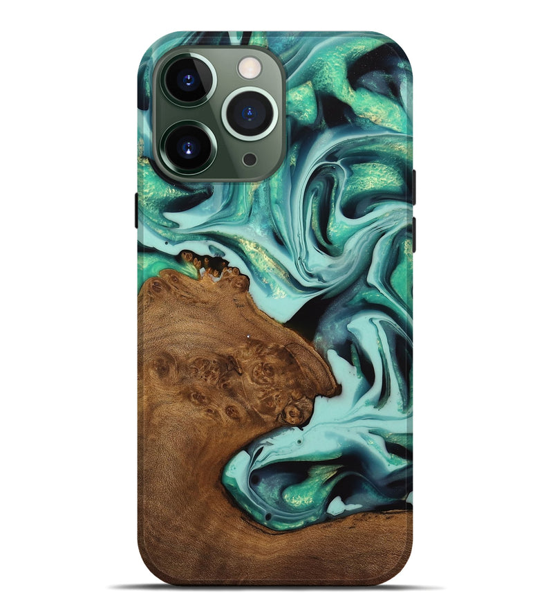 iPhone 13 Pro Max Wood Live Edge Phone Case - Caridad (Green, 742583)