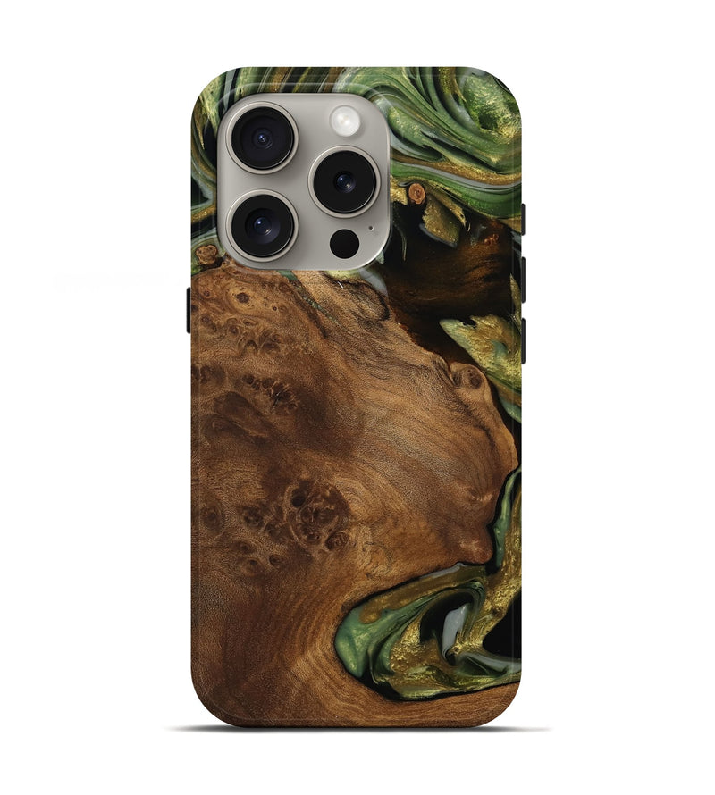 iPhone 16 Pro Wood Live Edge Phone Case - Gustave (Green, 742584)