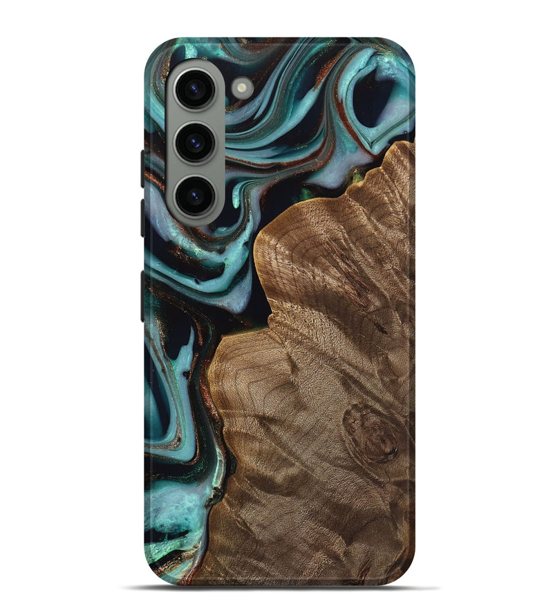 Galaxy S23 Plus Wood Live Edge Phone Case - Mirjam (Teal & Gold, 742591)