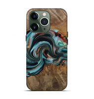 iPhone 13 Pro Wood Live Edge Phone Case - Alpine (Teal & Gold, 742592)