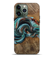 iPhone 13 Pro Max Wood Live Edge Phone Case - Alpine (Teal & Gold, 742592)