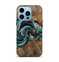 iPhone 14 Pro Wood Live Edge Phone Case - Alpine (Teal & Gold, 742592)