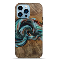 iPhone 14 Pro Max Wood Live Edge Phone Case - Alpine (Teal & Gold, 742592)