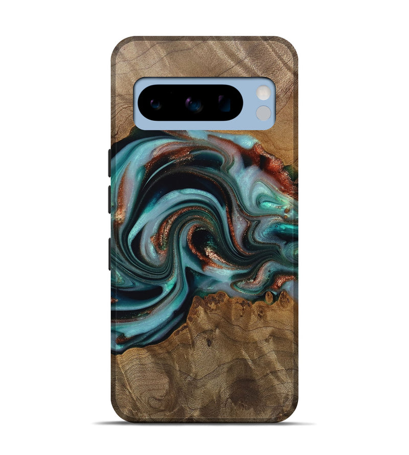 Pixel 8 Pro Wood Live Edge Phone Case - Alpine (Teal & Gold, 742592)