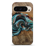 Pixel 9 Pro XL Wood Live Edge Phone Case - Alpine (Teal & Gold, 742592)