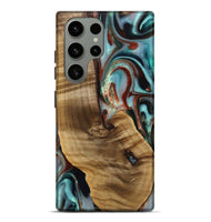 Galaxy S23 Ultra Wood Live Edge Phone Case - Windell (Teal & Gold, 742594)