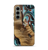 Galaxy S24 Wood Live Edge Phone Case - Windell (Teal & Gold, 742594)