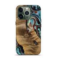 iPhone 13 Pro Wood Live Edge Phone Case - Windell (Teal & Gold, 742594)