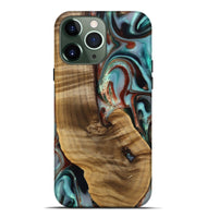 iPhone 13 Pro Max Wood Live Edge Phone Case - Windell (Teal & Gold, 742594)