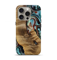 iPhone 16 Pro Wood Live Edge Phone Case - Windell (Teal & Gold, 742594)