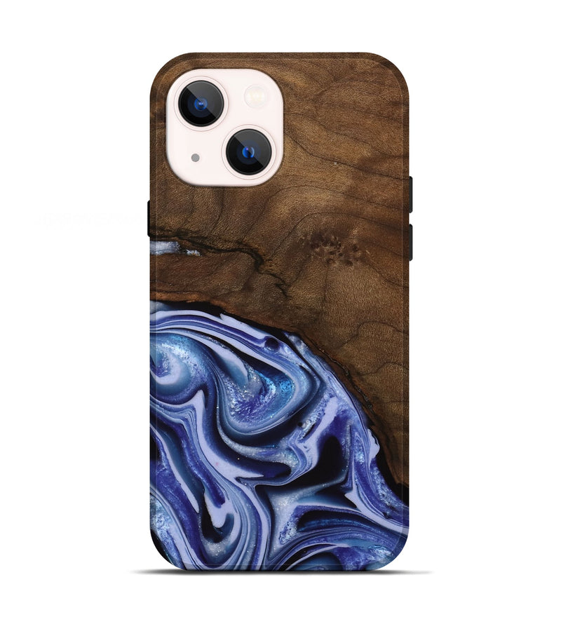 iPhone 13 Wood Live Edge Phone Case - Livia (Blue, 742595)