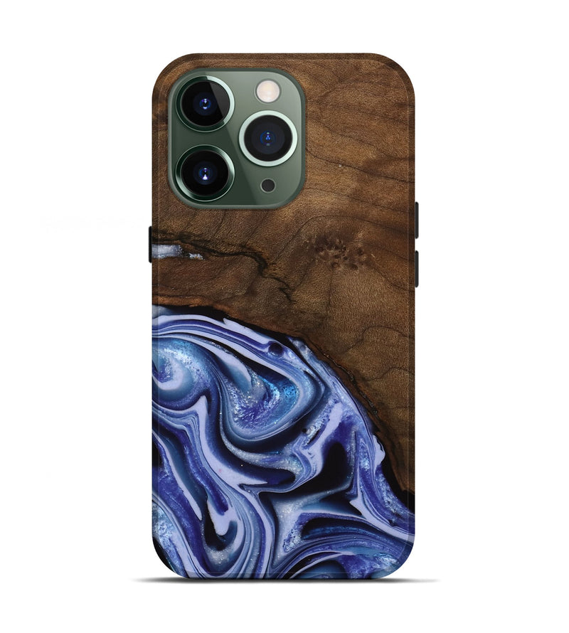 iPhone 13 Pro Wood Live Edge Phone Case - Livia (Blue, 742595)