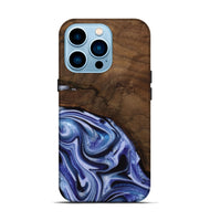 iPhone 14 Pro Wood Live Edge Phone Case - Livia (Blue, 742595)