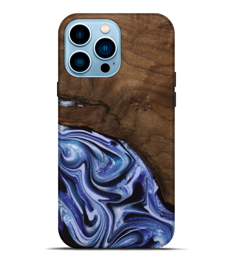 iPhone 14 Pro Max Wood Live Edge Phone Case - Livia (Blue, 742595)