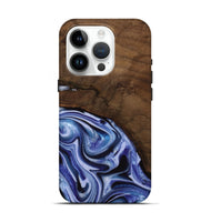 iPhone 15 Pro Wood Live Edge Phone Case - Livia (Blue, 742595)