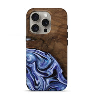 iPhone 16 Pro Wood Live Edge Phone Case - Livia (Blue, 742595)