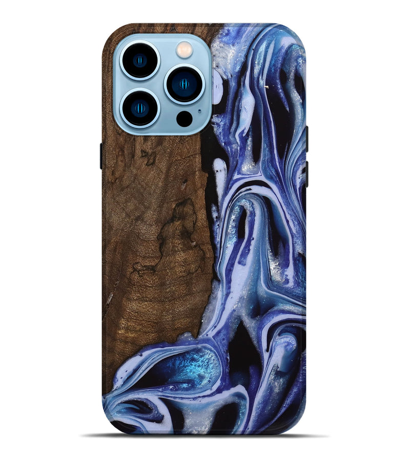 iPhone 14 Pro Max Wood Live Edge Phone Case - Kymi (Blue, 742596)