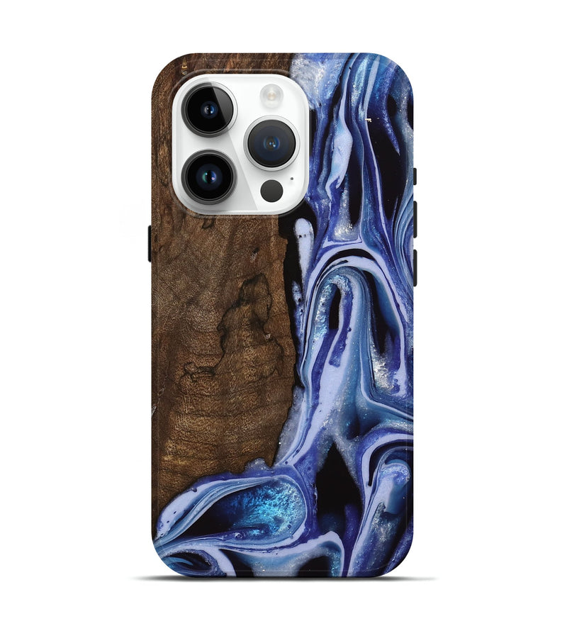 iPhone 15 Pro Wood Live Edge Phone Case - Kymi (Blue, 742596)