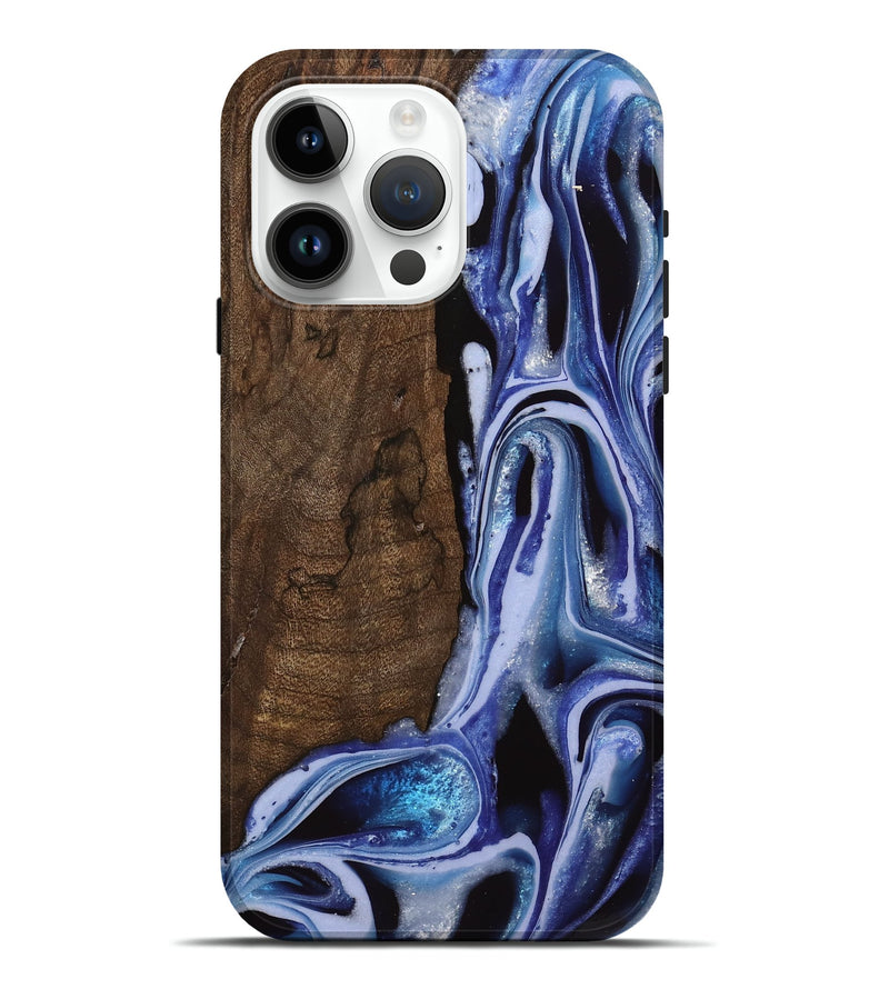 iPhone 15 Pro Max Wood Live Edge Phone Case - Kymi (Blue, 742596)