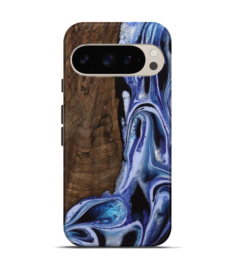 Pixel 9 Pro Wood Live Edge Phone Case - Kymi (Blue, 742596)