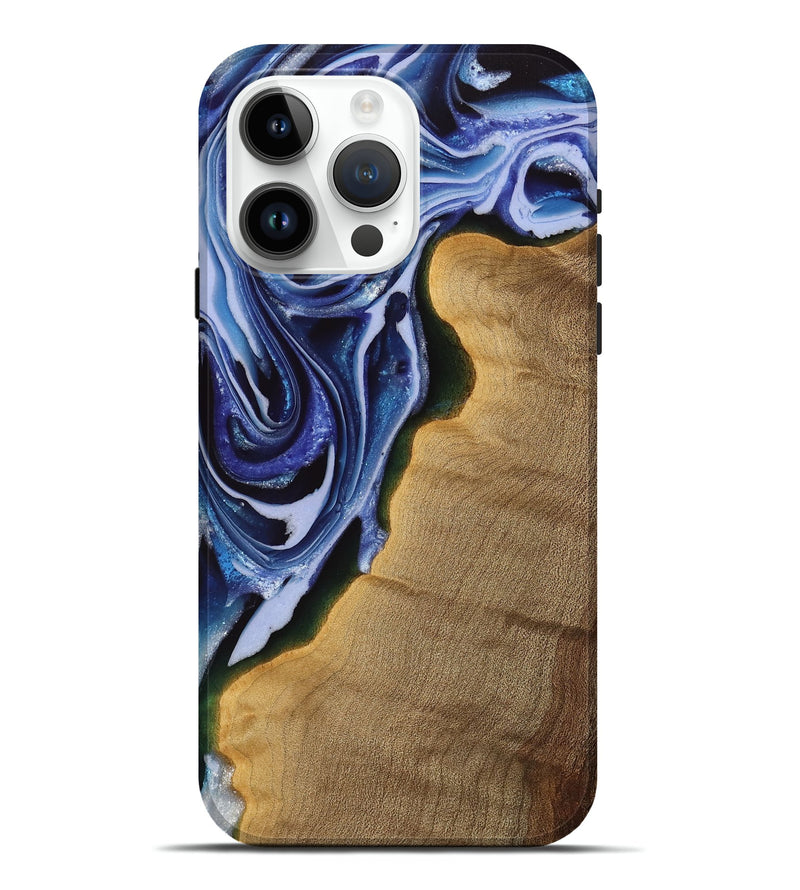 iPhone 15 Pro Max Wood Live Edge Phone Case - Jaelynn (Blue, 742597)