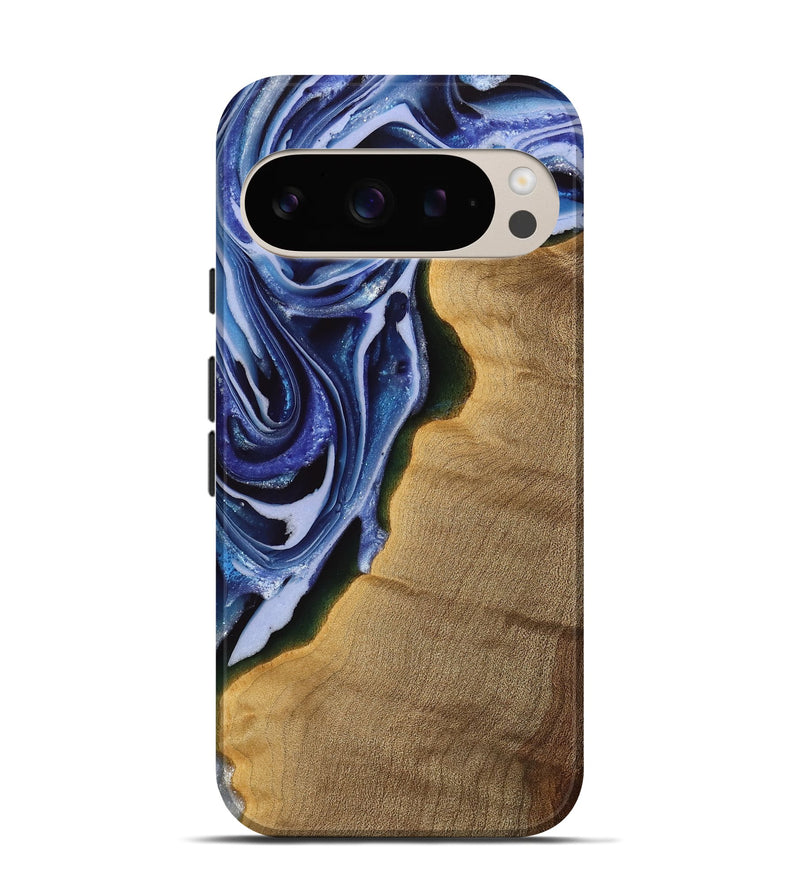 Pixel 9 Pro Wood Live Edge Phone Case - Jaelynn (Blue, 742597)