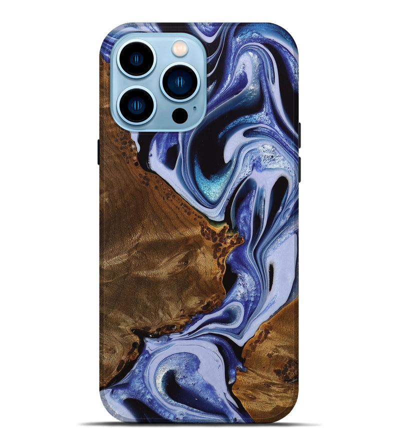 iPhone 14 Pro Max Wood Live Edge Phone Case - Lucetta (Blue, 742598)