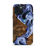 iPhone 15 Wood Live Edge Phone Case - Lucetta (Blue, 742598)