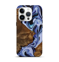 iPhone 15 Pro Wood Live Edge Phone Case - Lucetta (Blue, 742598)