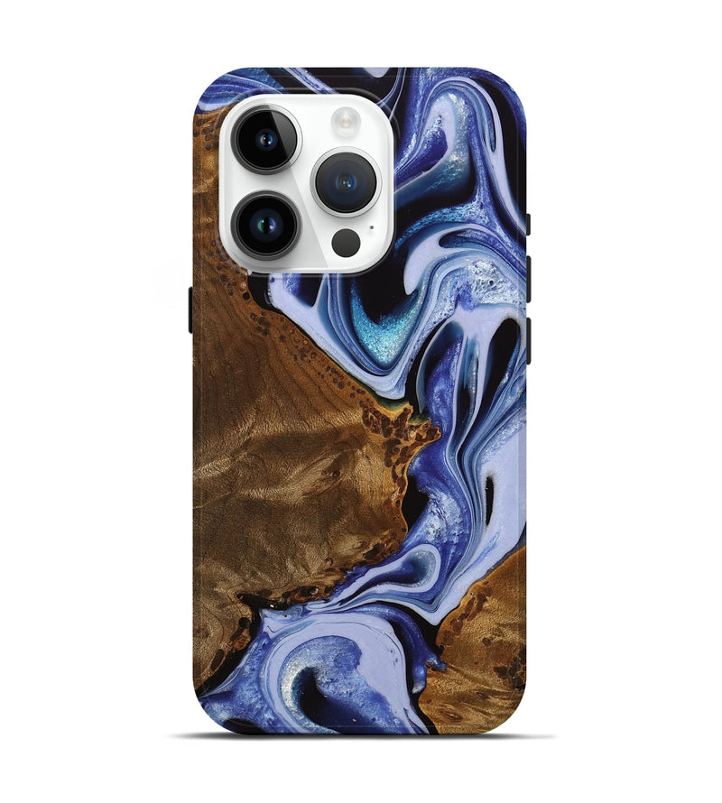 iPhone 15 Pro Wood Live Edge Phone Case - Lucetta (Blue, 742598)