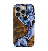 iPhone 16 Pro Wood Live Edge Phone Case - Lucetta (Blue, 742598)