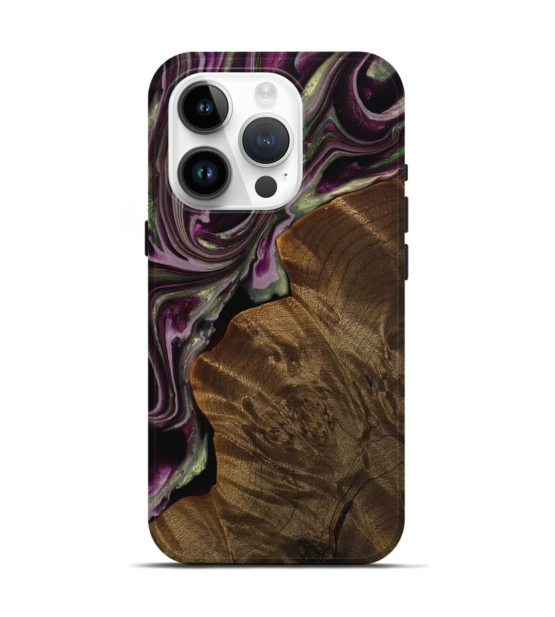 iPhone 15 Pro Wood Live Edge Phone Case - Erinna (Purple, 742599)