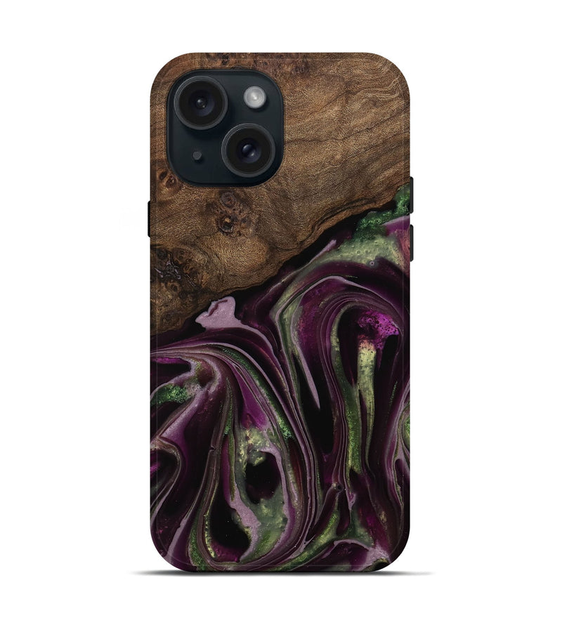 iPhone 15 Wood Live Edge Phone Case - Marilou (Purple, 742600)