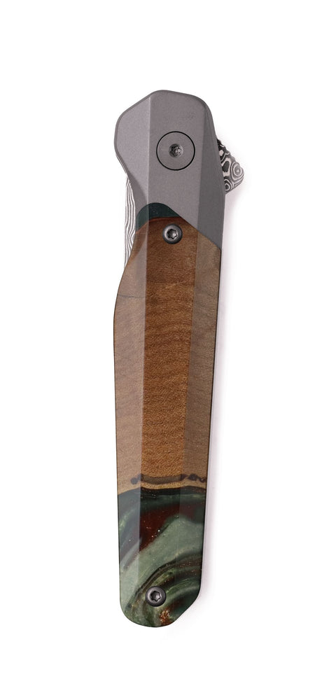 Live Edge Wood Pocket Knife - Lorraine (Green, 742615)