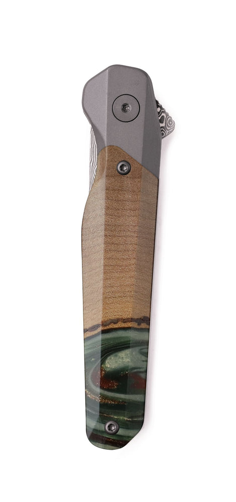 Live Edge Wood Pocket Knife - Sheree (Green, 742617)