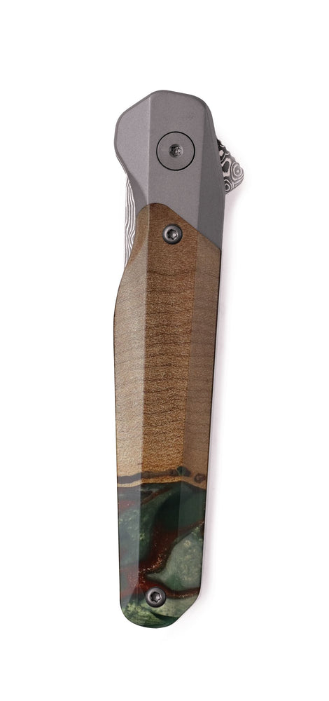 Live Edge Wood Pocket Knife - Marcella (Green, 742618)