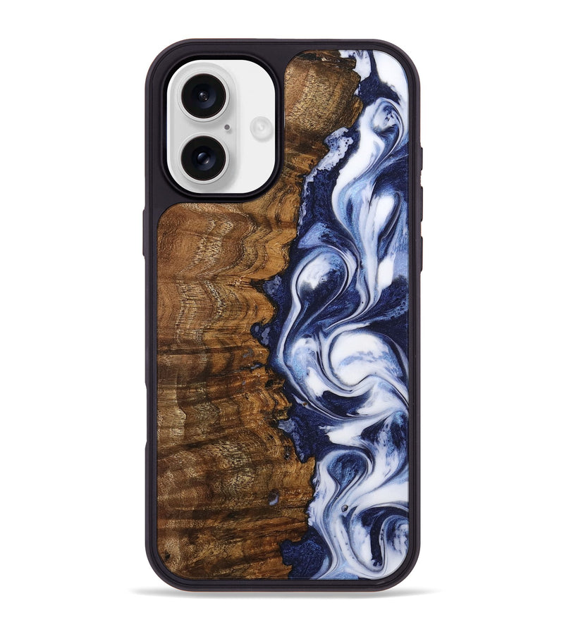 iPhone 16 Plus Wood Phone Case - Raju (Blue, 742639)