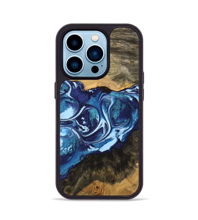 iPhone 14 Pro Wood Phone Case - Frayda (Blue, 742642)