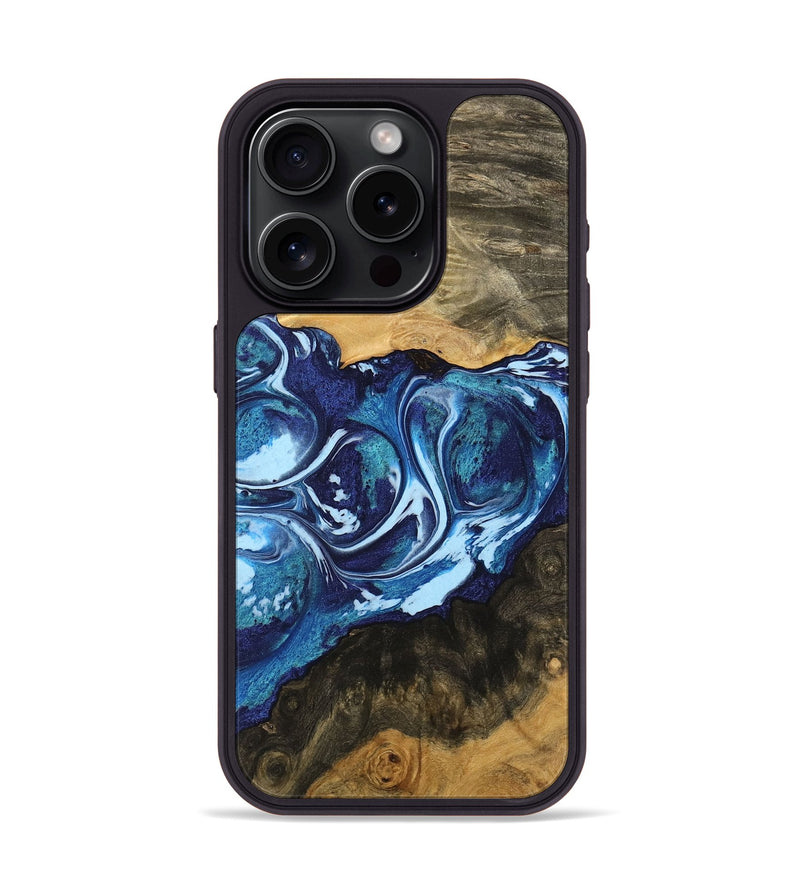 iPhone 15 Pro Wood Phone Case - Frayda (Blue, 742642)