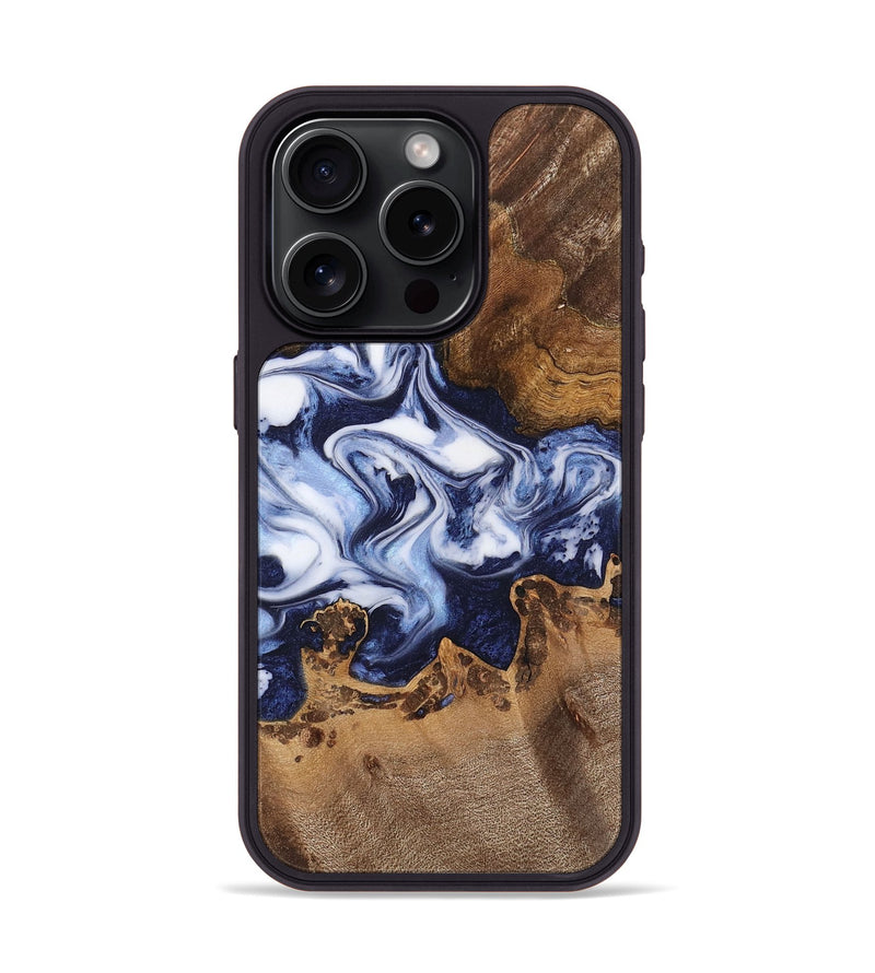 iPhone 15 Pro Wood Phone Case - Latoyia (Blue, 742644)