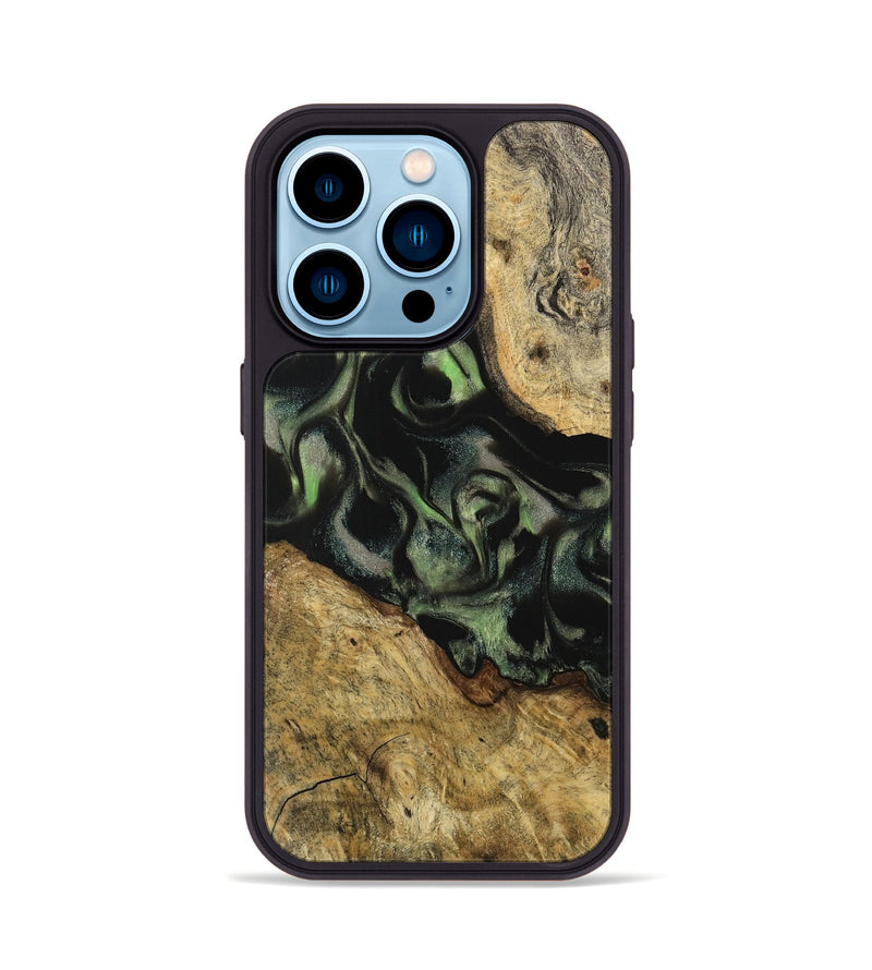 iPhone 14 Pro Wood Phone Case - Juditha (Green, 742654)