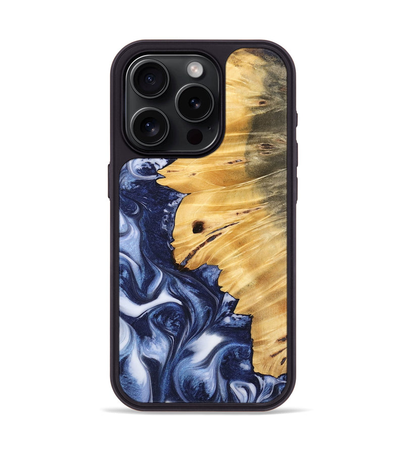 iPhone 15 Pro Wood Phone Case - Bibi (Blue, 742657)