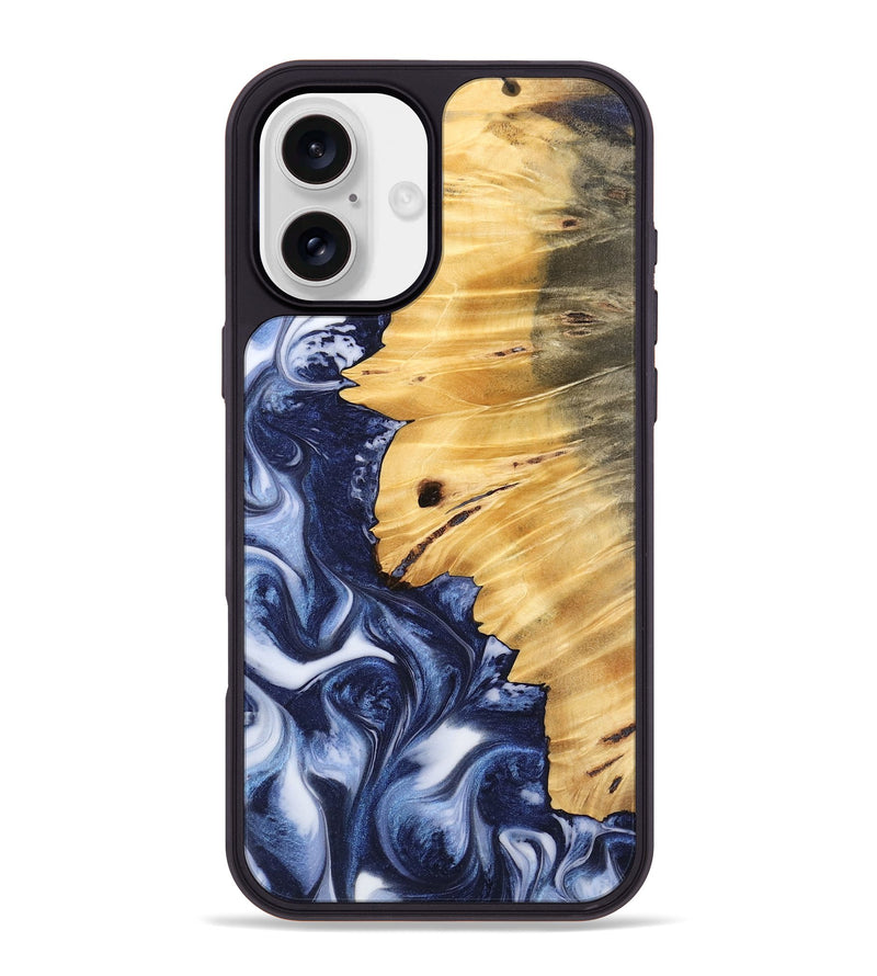 iPhone 16 Plus Wood Phone Case - Bibi (Blue, 742657)