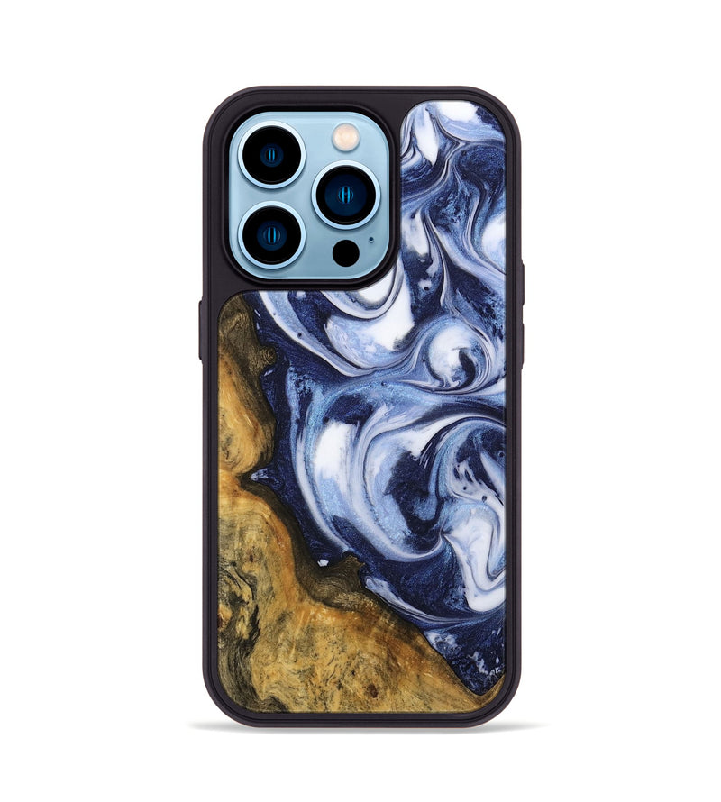 iPhone 14 Pro Wood Phone Case - Yuridia (Blue, 742658)