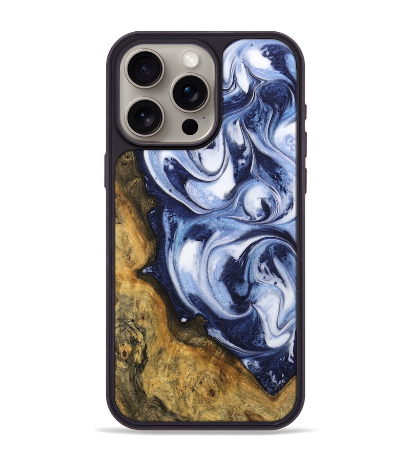 iPhone 15 Pro Max Wood Phone Case - Yuridia (Blue, 742658)