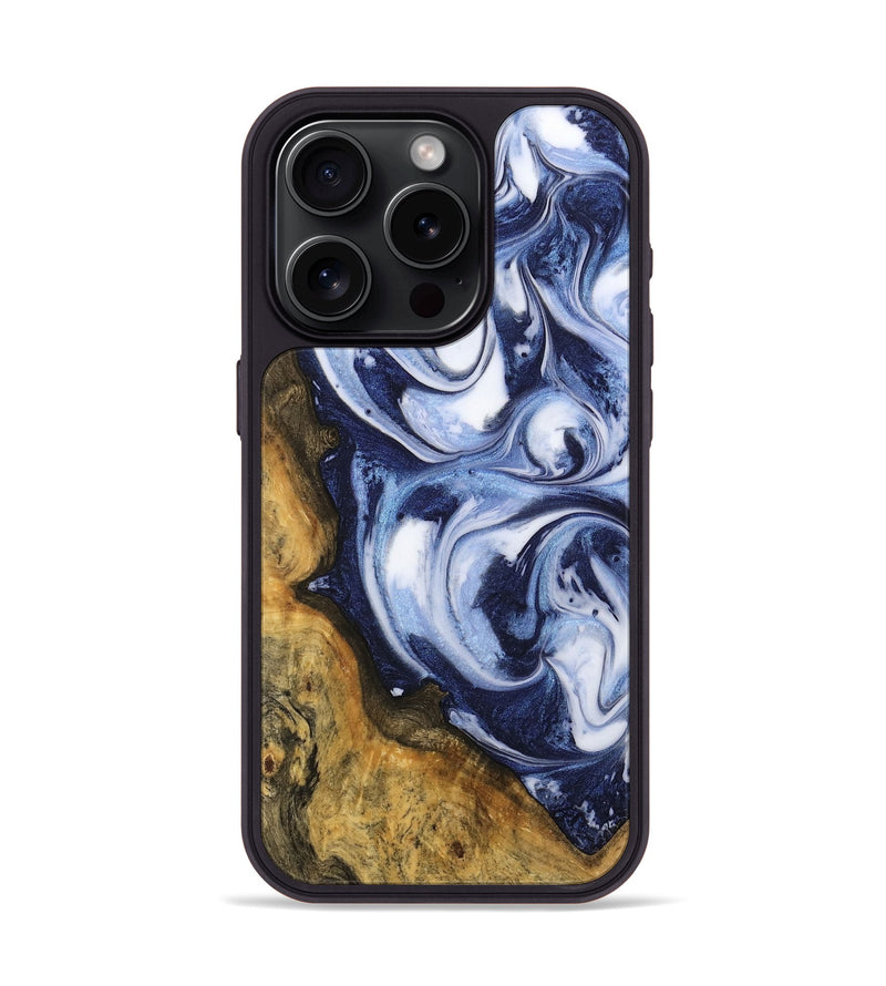 iPhone 15 Pro Wood Phone Case - Yuridia (Blue, 742658)